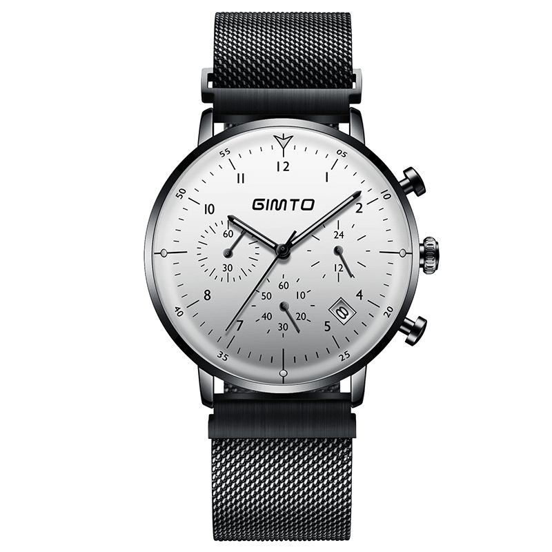 Gimto Gm245 Lysende Display Business Style Watch Rustfritt Stål Herre Sport Kvartsklokke