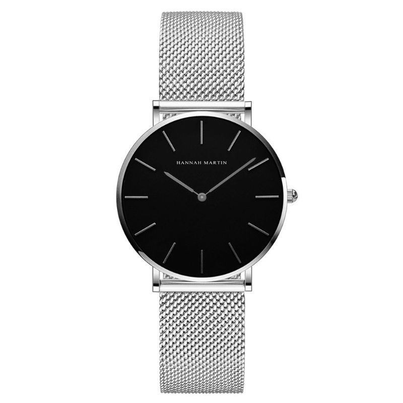 Hannah Martin Ch36 Mote Uformell Enkel Big Dial Steel Mesh Stropp Vanntett Kvarts Kvarts Klokke