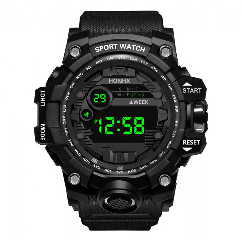 Honhx 55-66F Herre Lysende Display Vekkerklokke Stoppeklokke Sport Digital Watch