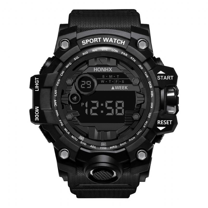 Honhx 55-66F Herre Lysende Display Vekkerklokke Stoppeklokke Sport Digital Watch