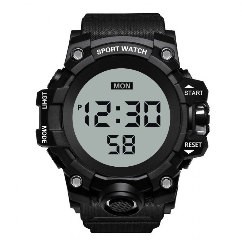 Honhx 55F-783 Menn Lysende Display Stoppeklokke Vekkerklokke Mote Digital Watch