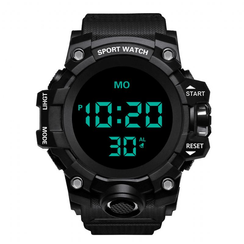 Honhx 55F-783 Menn Lysende Display Stoppeklokke Vekkerklokke Mote Digital Watch