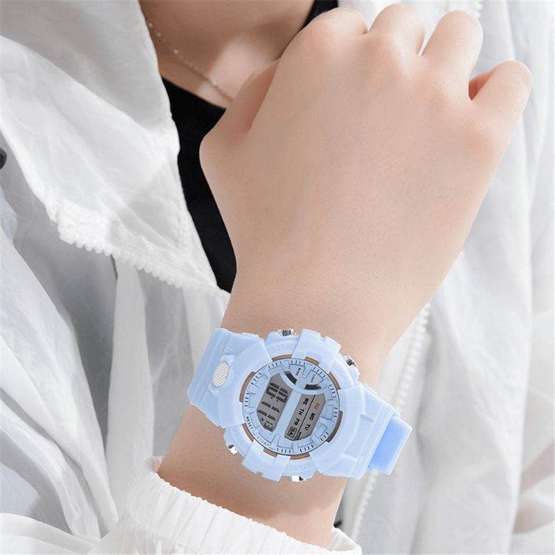 Honhx 592 Fashion Casual Time Week Display Silikonrem Led Digital Watch Dameklokke