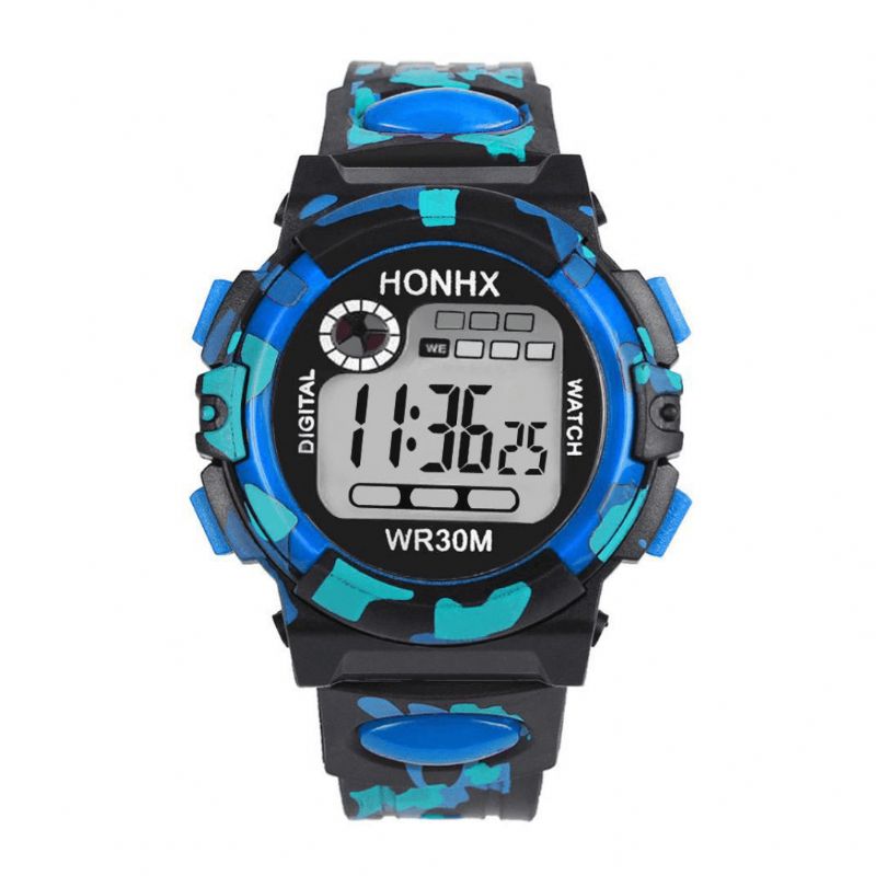 Honhx 62 Fashion Herreklokke Lysende Dato Uke Display Multi-Function Camouflage Sport Digital Watch