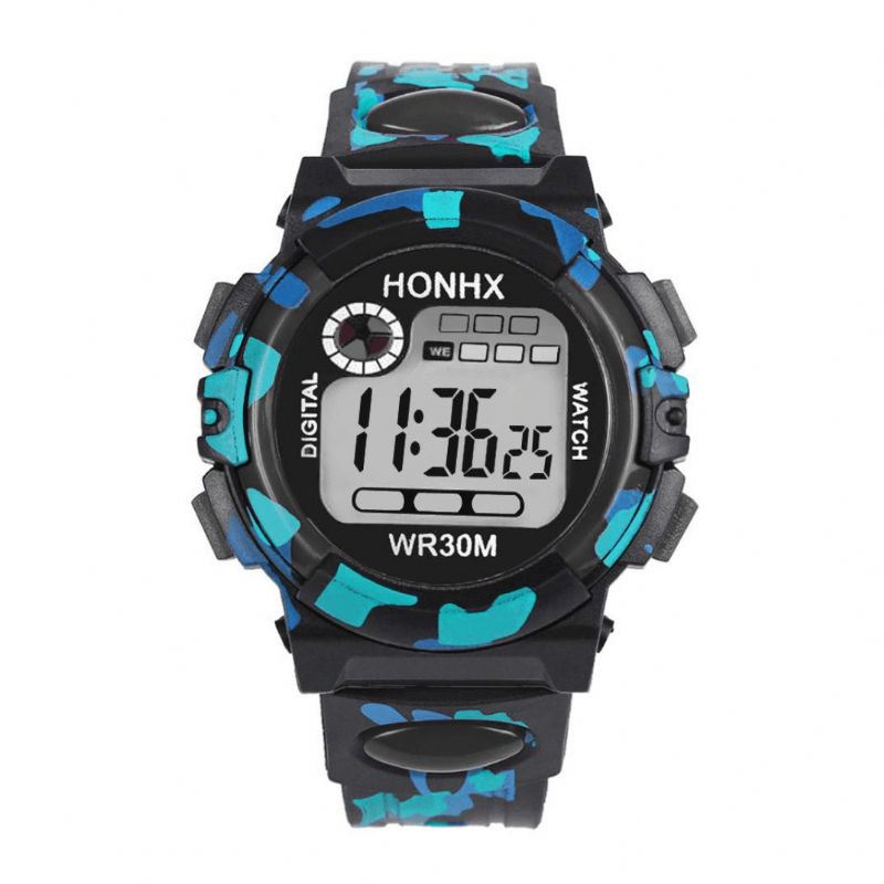 Honhx 62 Fashion Herreklokke Lysende Dato Uke Display Multi-Function Camouflage Sport Digital Watch