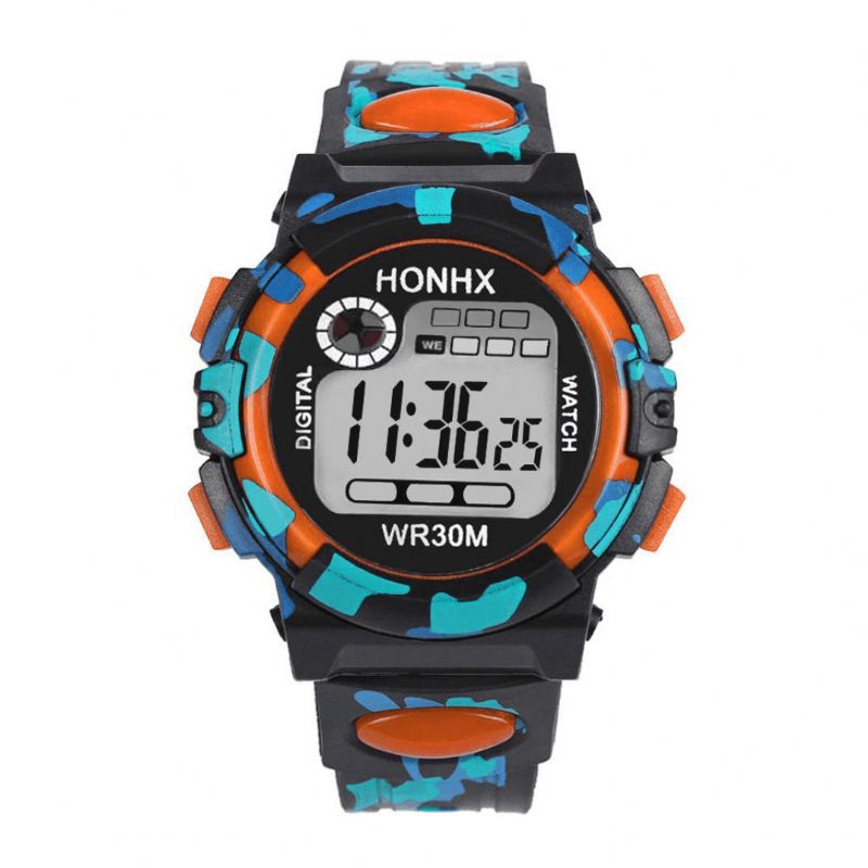 Honhx 62 Fashion Herreklokke Lysende Dato Uke Display Multi-Function Camouflage Sport Digital Watch