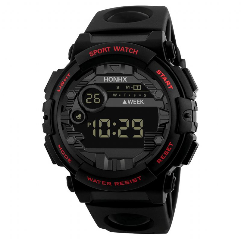 Honhx 62X-66F Fashion Lysende Display Vekkerklokke Sport Style Menn Digital Watch