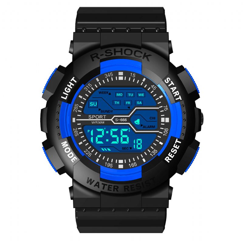 Honhx 82-666 Herre Fashion Luminous Dsiplay Stoppeklokke Sport Style Digital Watch