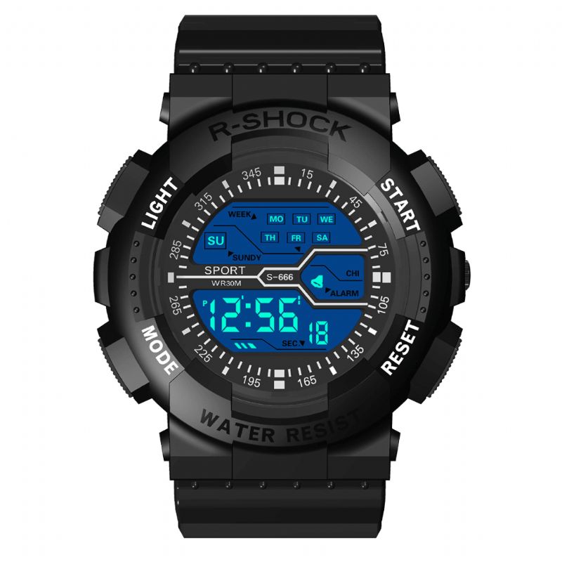 Honhx 82-666 Herre Fashion Luminous Dsiplay Stoppeklokke Sport Style Digital Watch