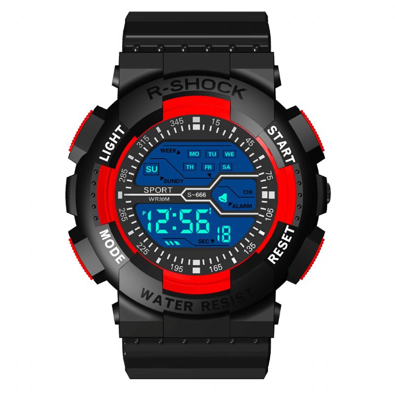 Honhx 82-666 Herre Fashion Luminous Dsiplay Stoppeklokke Sport Style Digital Watch