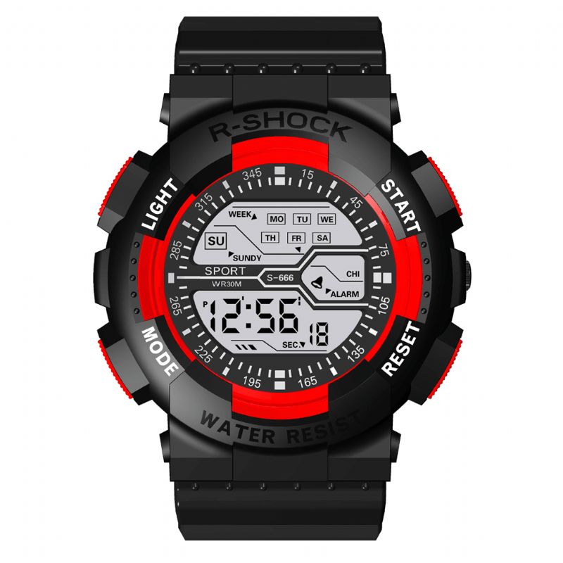 Honhx 82-666 Herre Fashion Luminous Dsiplay Stoppeklokke Sport Style Digital Watch