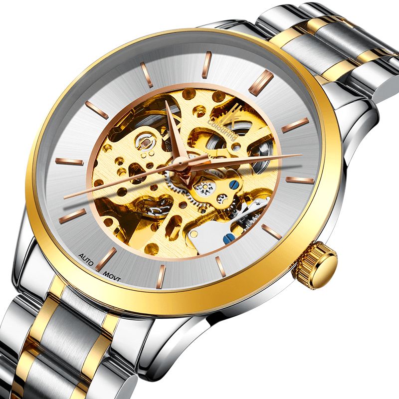 Ik Coloring K004 Bussiness Style Male Wacth Rose Golden Auto Mekanisk Armbåndsur