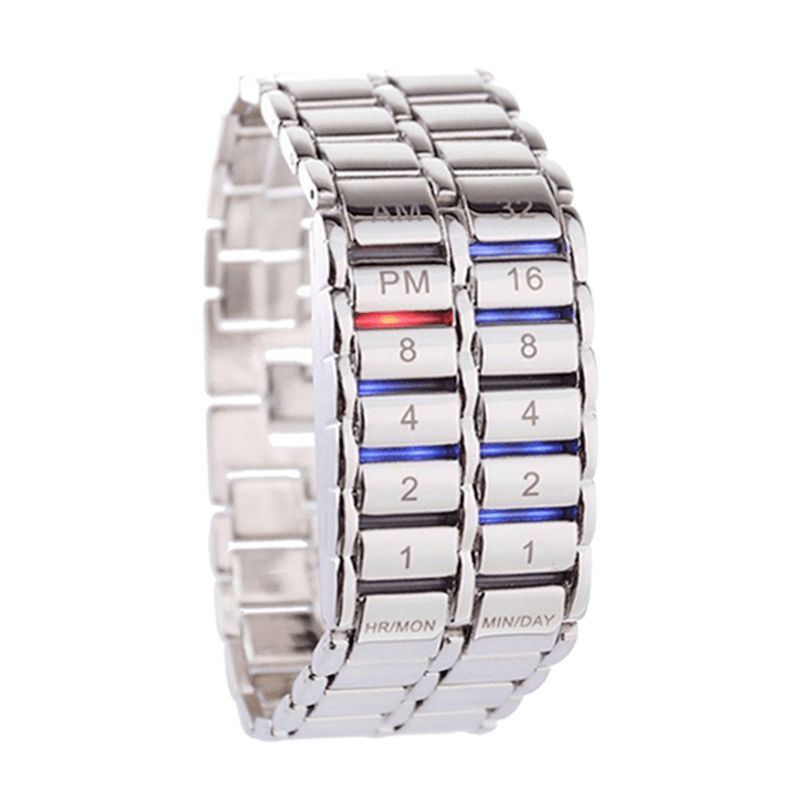 Led Display Par Klokke Lysende Kalender Elektronisk Digital Klokker Metal Chain Watch