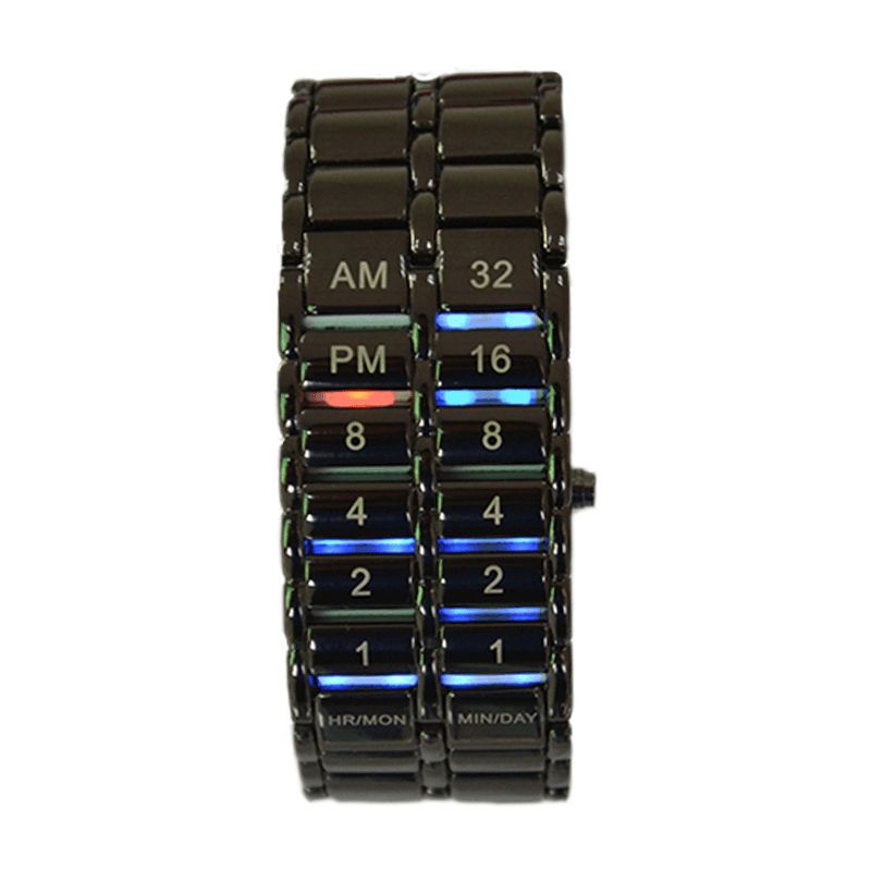 Led Display Par Klokke Lysende Kalender Elektronisk Digital Klokker Metal Chain Watch