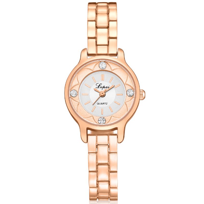 Lvpai Fd1245 Flower Print Dial Dame Armbånd Watch Legering Diamond Kvartsklokke