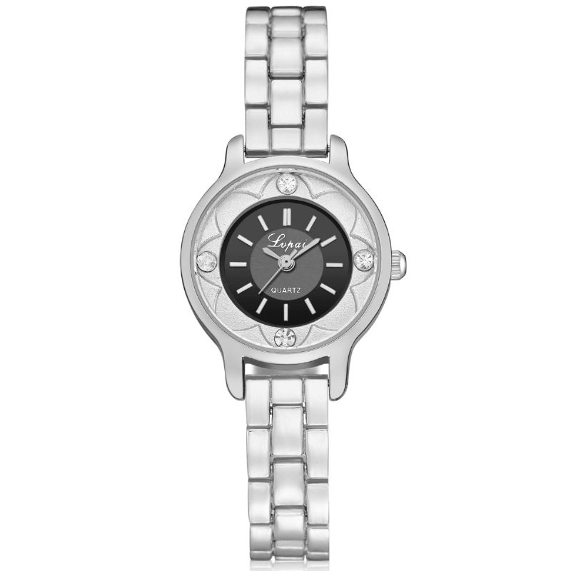 Lvpai Fd1245 Flower Print Dial Dame Armbånd Watch Legering Diamond Kvartsklokke