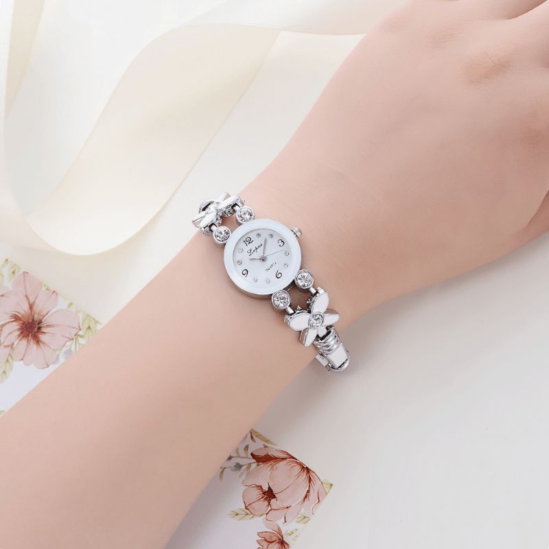 Lvpai Lp171 Flower Dress Dame Armbånd Watch Crystal Diamond Liten Urskive Kvartsklokke