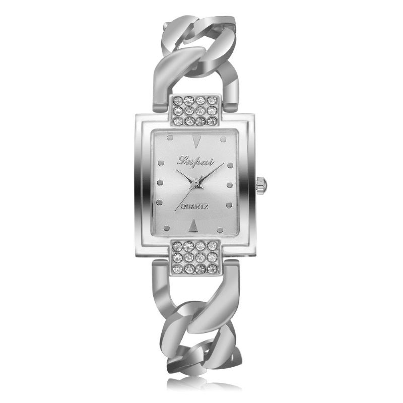 Lvpai P031 Klassisk Design Dame Armbåndsur Full Metal Rectangle Dial Kvartsklokke