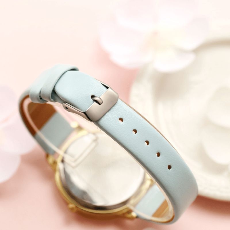 Lvpai P086 Flower Display Elegant Design Dame Armbåndsur Pu Leather Band Kvartsklokke