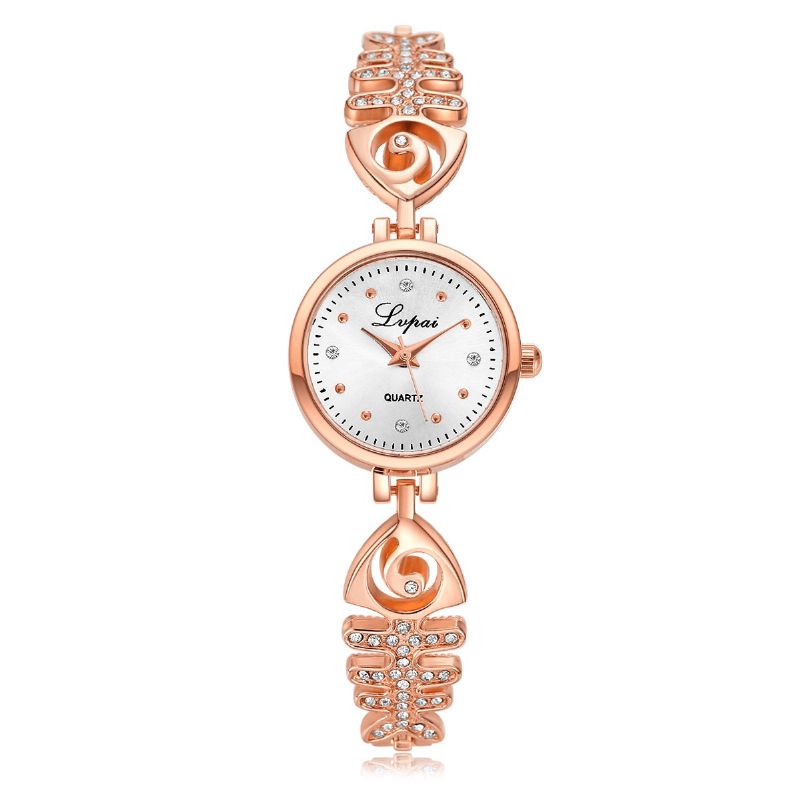 Lvpai P123 Diamond Dial Dame Armbånd Watch Full Steel Small Dial Quartz Klokker