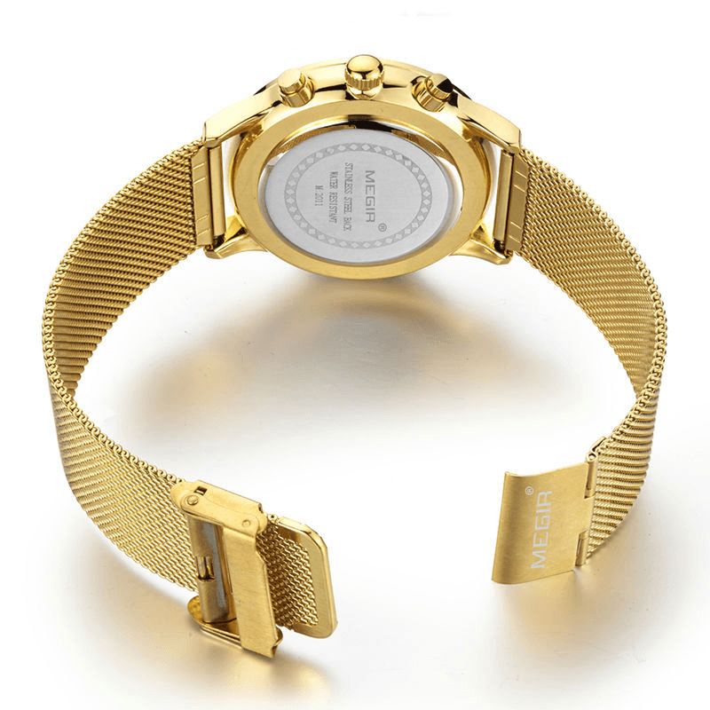 Megir 2011G Herreklokke Luxury Ultra Slim Business-Reim I Rustfritt Stål Kvarts-Armbåndsur