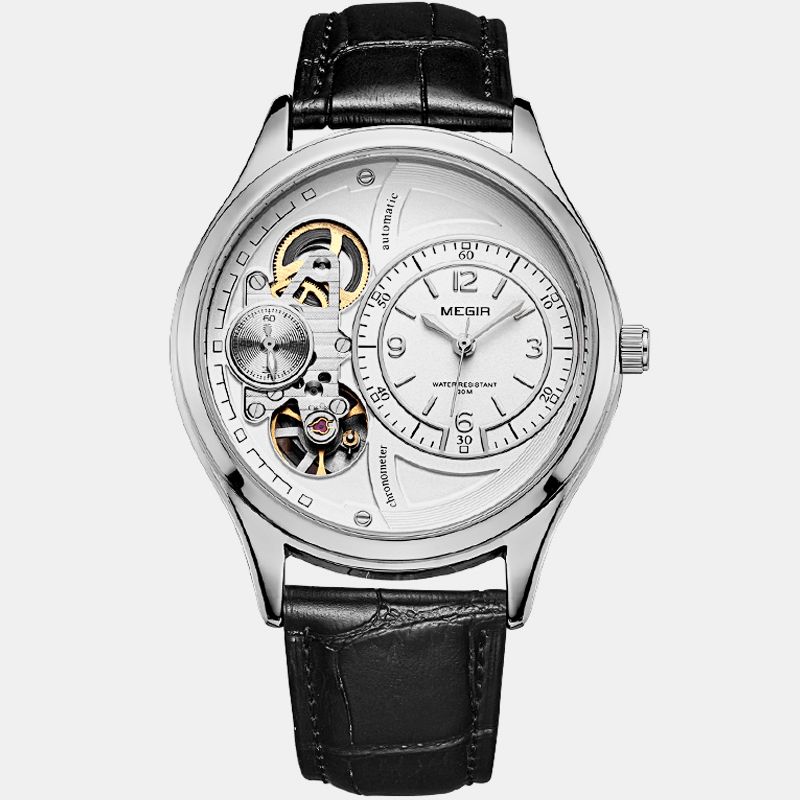 Megir 2017G Business Style Herre Armbåndsur Hollow Dial Automatisk Mekanisk Klokke