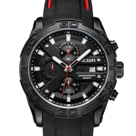 Megir 2055 Sport Watch Herre Quartz Chronograph Svart Mann Armbåndsur