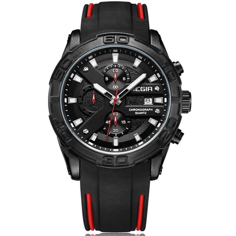 Megir 2055 Sport Watch Herre Quartz Chronograph Svart Mann Armbåndsur