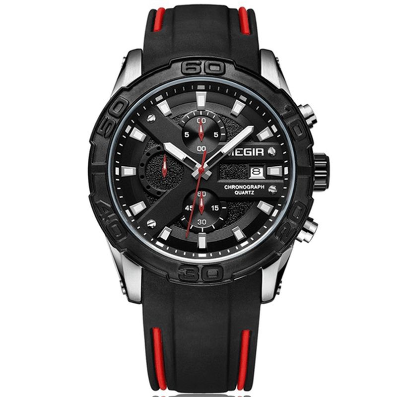 Megir 2055 Sport Watch Herre Quartz Chronograph Svart Mann Armbåndsur