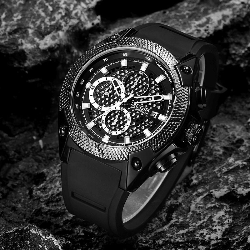 Megir 2127 Fashion Herreklokke Multi-Function Chronograph Sport Kvartsklokke