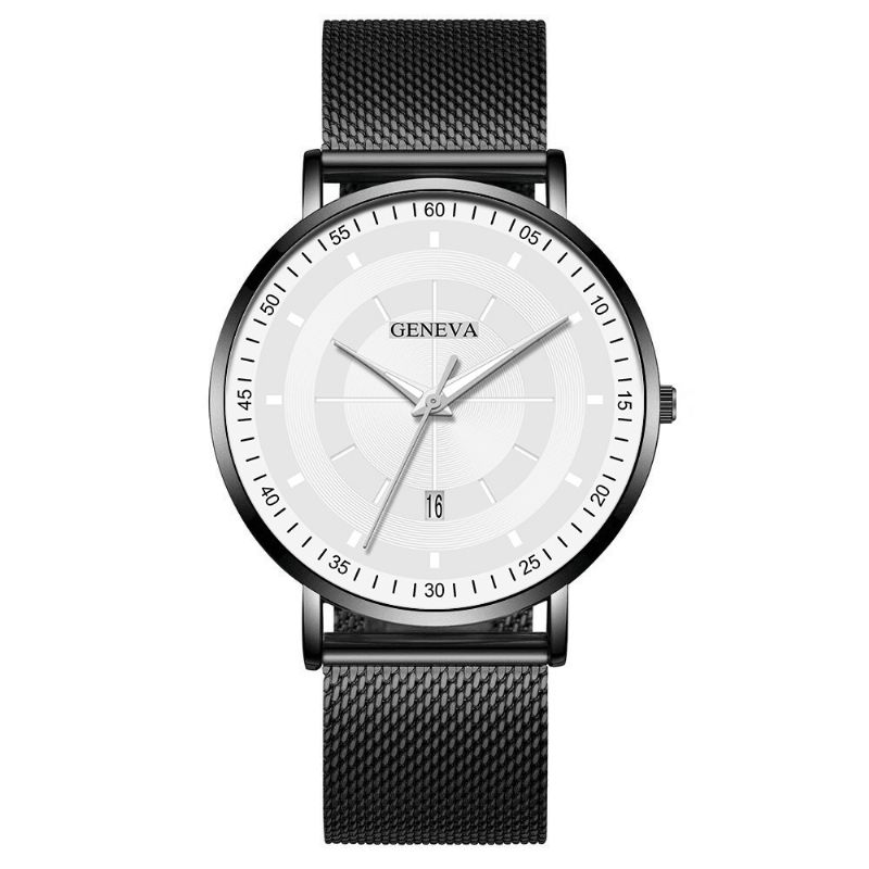 Mote Casual Alloy Lysende Pointers Business Multi-Function Mesh Strap Kvartsklokke