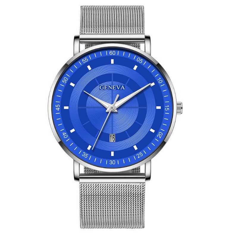 Mote Casual Alloy Lysende Pointers Business Multi-Function Mesh Strap Kvartsklokke