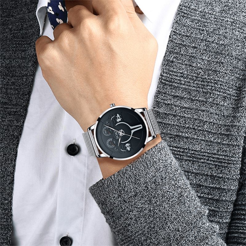 Mote Casual Alloy Menn Business Watch Dekorert Pointer Calendar Kvartsklokke