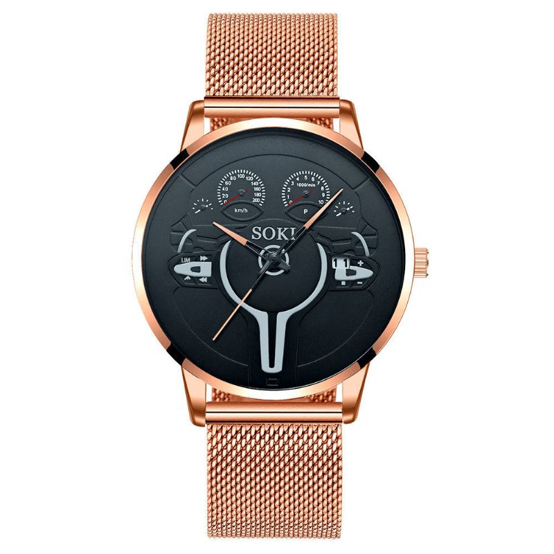 Mote Casual Alloy Menn Business Watch Dekorert Pointer Calendar Kvartsklokke