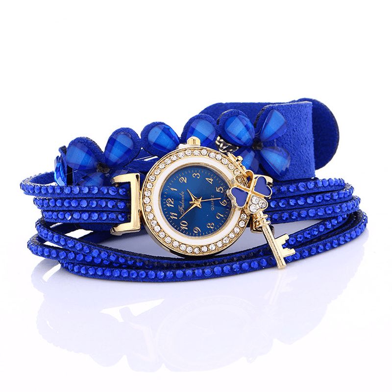 Mote Crystal Circle Armbånd Dame Watch Enkel Dial Flowear Mønstre Kvarts Watch