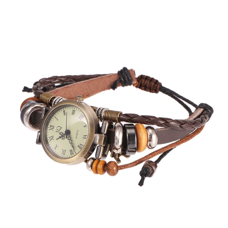 Mote Sport Uformell Elegante Dameklokker Roter Indikator Design Leather Band Kvartsklokke