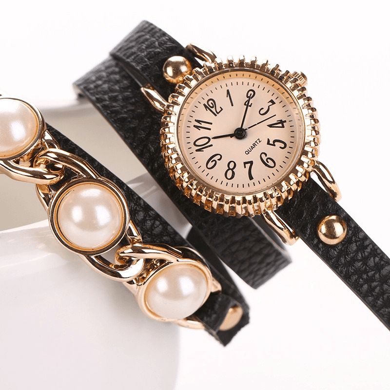 Mote Three Pearl Dame Watch Dame Dress Watch Armbånd Kvartsklokke