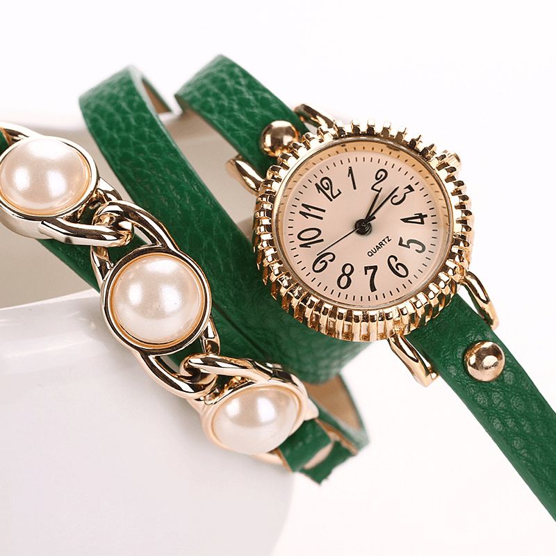 Mote Three Pearl Dame Watch Dame Dress Watch Armbånd Kvartsklokke