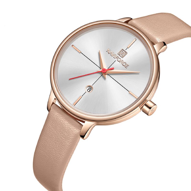 Naviforce 5006 Rose Gold Case Elegant Design Dame Armbåndsur Dato Vis Kvartsklokke