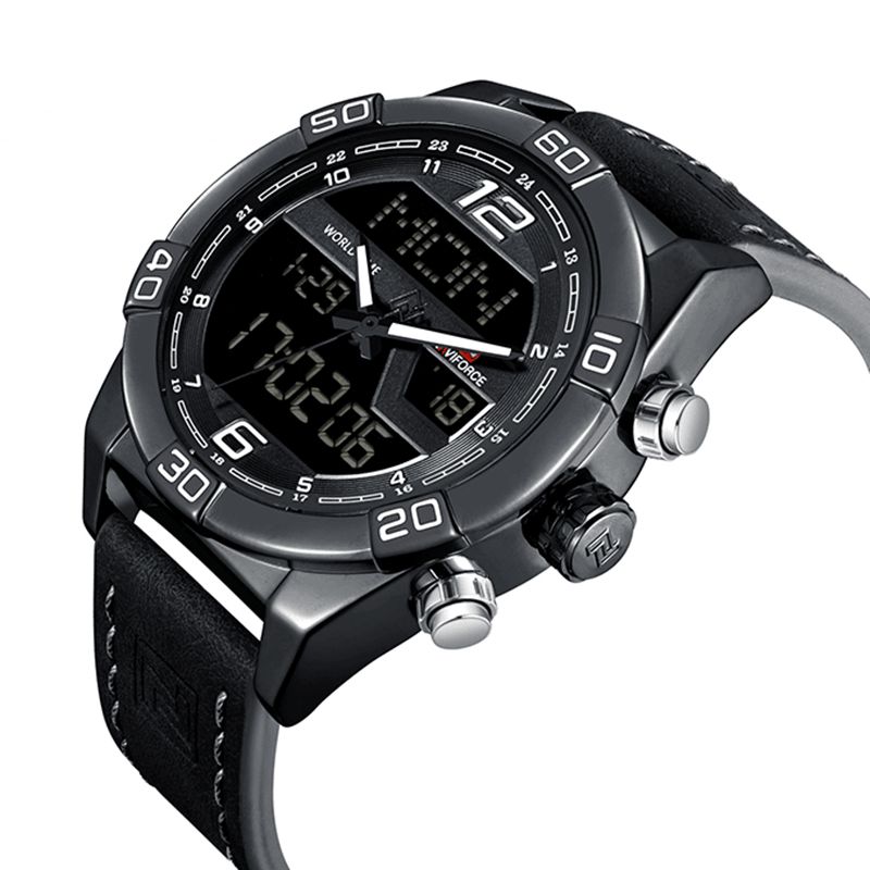 Naviforce 9128 Dual Display Digital Watch Chronograph Herre Alarm Sport Armbåndsur