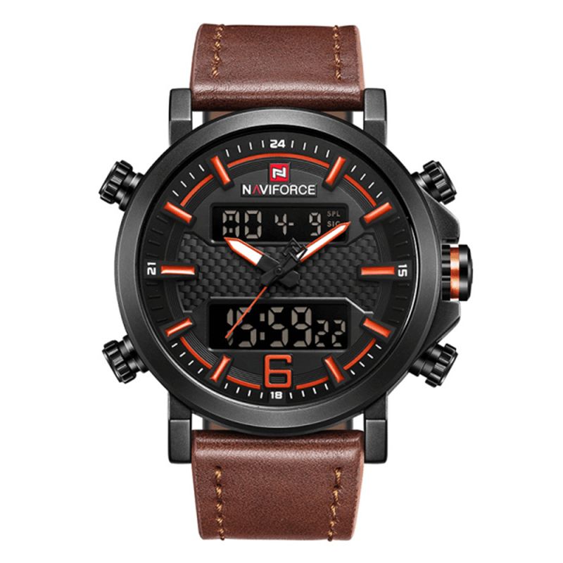 Naviforce 9135 Dual Display Digital Watch Lysende Display Alarmkalender Outdoor Sports Watch