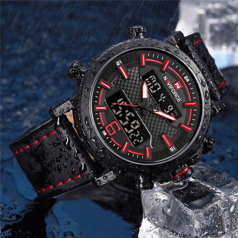 Naviforce 9135 Dual Display Digital Watch Lysende Display Alarmkalender Outdoor Sports Watch