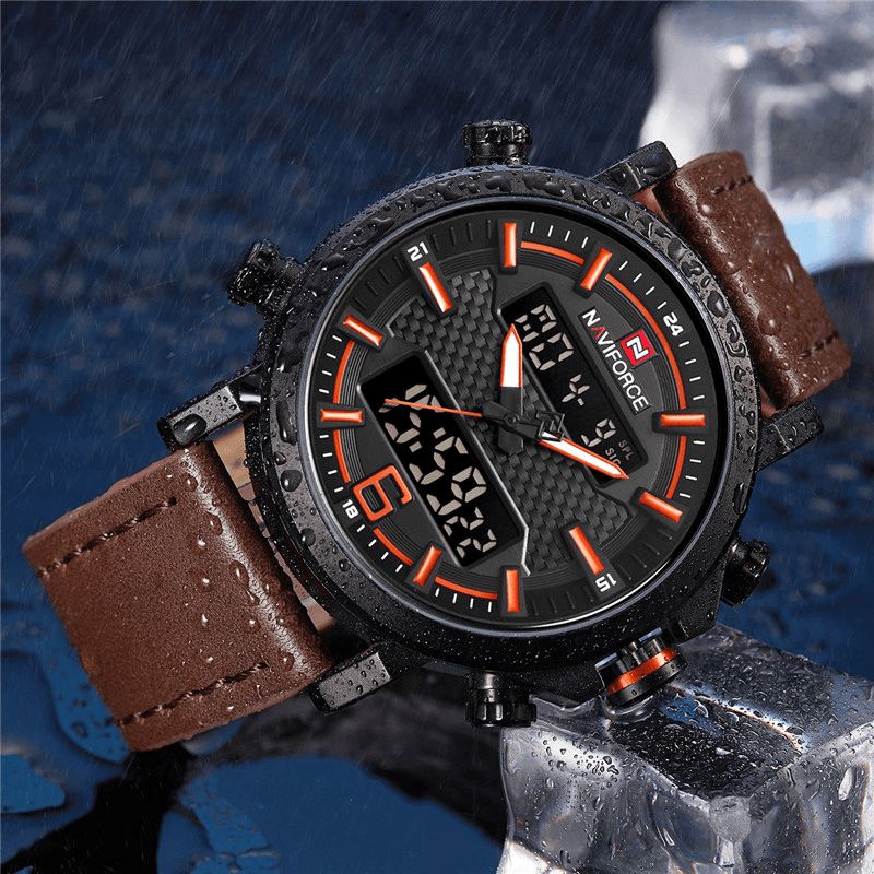 Naviforce 9135 Dual Display Digital Watch Lysende Display Alarmkalender Outdoor Sports Watch