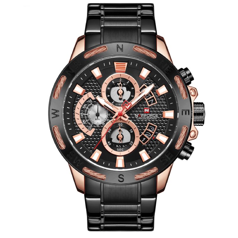 Naviforce 9165 Chronograph Business Style Herreklokke Lysende Kvartsklokke