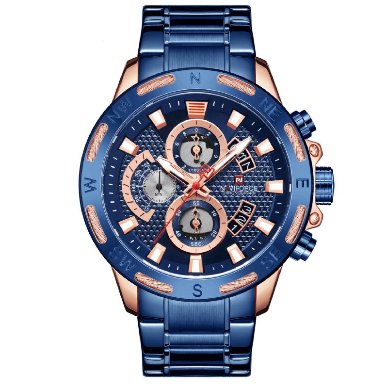 Naviforce 9165 Chronograph Business Style Herreklokke Lysende Kvartsklokke