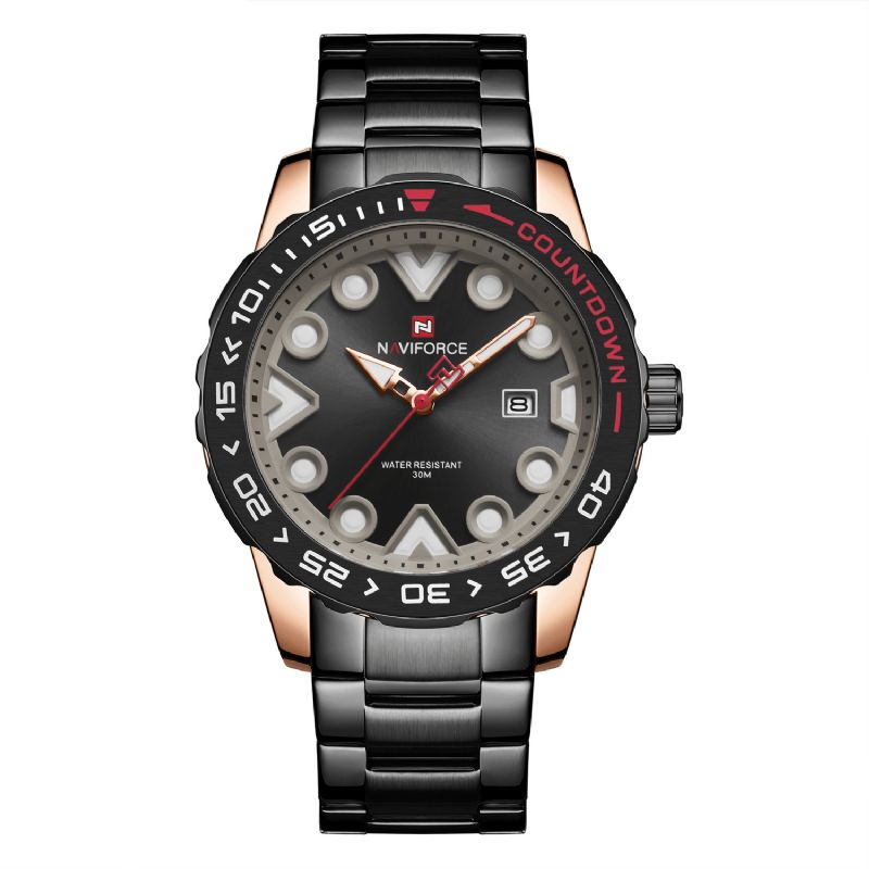 Naviforce 9178 Full Steel Luminous Display Herre Armbåndsur Dato Vis Quartz Klokker