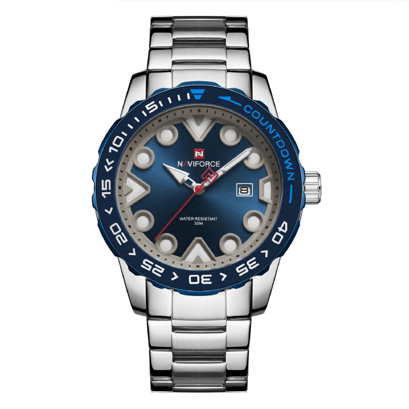 Naviforce 9178 Full Steel Luminous Display Herre Armbåndsur Dato Vis Quartz Klokker