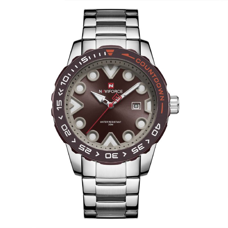 Naviforce 9178 Full Steel Luminous Display Herre Armbåndsur Dato Vis Quartz Klokker