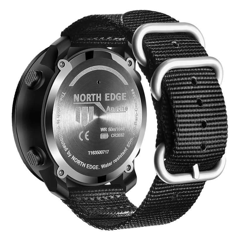 North Edge Apache2 Høydemåler Barometer Kompass Temperatur Display 50M Vanntett Utendørs Sport Digital Watch