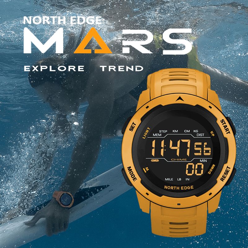 North Edge Mars Alarm Skritteller Nedtelling Sport Klokke 50M Vanntett Fstn Skjerm Digital Klokke